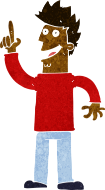 Bir insan tarafından çizilmiş yeni bir fikri olan bir çizgi film adamı.