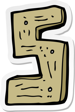 Bir insan tarafından çizilmiş ahşap bir karikatür çıkartması.