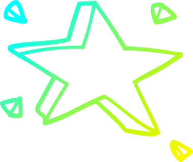 Bir insan tarafından çizilmiş bir çizgi film yıldızının soğuk gradyan çizimi