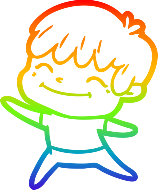 gökkuşağı gradyan çizgi çizimi bir insan tarafından çizilmiş mutlu bir çocuk