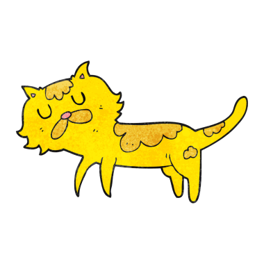 Bir insan tarafından çizilmiş el yapımı çizgi film kedisi.