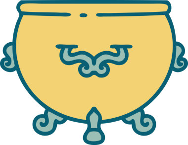 Bir insan tarafından çizilmiş bir kazanın ikonik dövme şekli