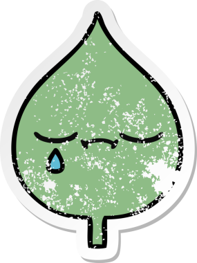 Sevimli bir çizgi film karakterinin sıkıntılı çıkartması. Bir insan tarafından çizilmiş ifade yaprağı.