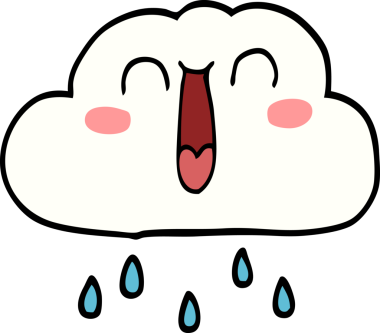 Bir insan tarafından çizilmiş mutlu karikatür karalama yağmur bulutu
