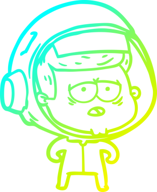 Bir insan tarafından çizilmiş soğuk gradyan çizgi çizimi yorgun astronot