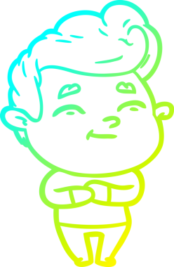 Bir insan tarafından çizilmiş mutlu bir çizgi film karakteri çizimi.