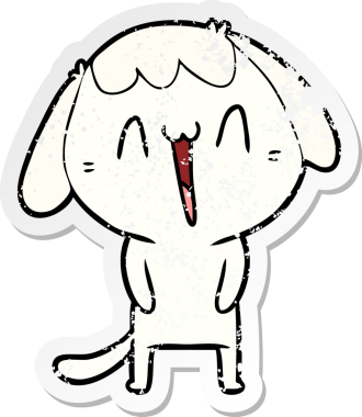 Bir insan tarafından çizilmiş şirin bir köpeğin sıkıntılı çıkartması.