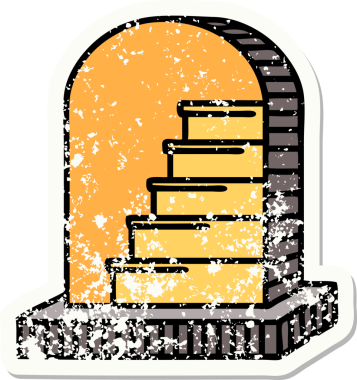 Geleneksel bir insan tarafından çizilmiş mezar taşı dövmesi.