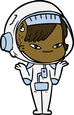 Bir insan tarafından çizilmiş astronot kadın.