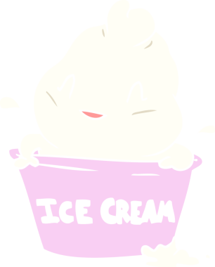 Bir insan tarafından çizilmiş şirin düz renkli çizgi film dondurması.