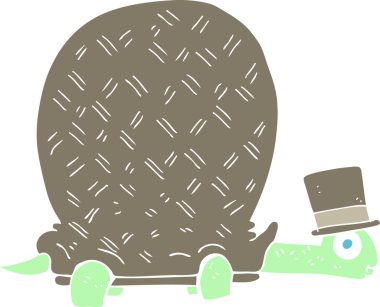 Bir insan tarafından çizilmiş düz renkli kaplumbağa çizimi