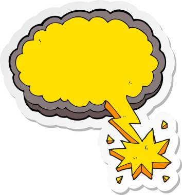 Bir insan tarafından çizilmiş karikatür aydınlatma işareti çıkartması.