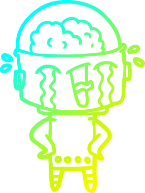 Bir insan tarafından çizilmiş ağlayan robot karikatür çizimi