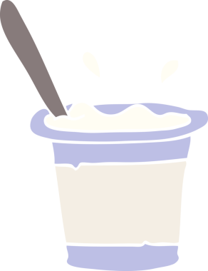 Bir insan tarafından çizilmiş düz renkli çizim yoğurt.