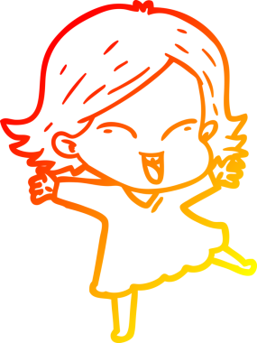 Bir insan tarafından çizilmiş mutlu bir çizgi film kızı çizimi