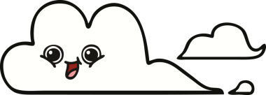 Bir insan tarafından çizilmiş bulutların sevimli karikatürü.