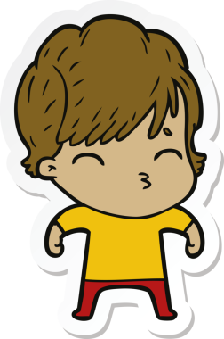 Bir insan tarafından çizilmiş bir karikatür kadının çıkartması.