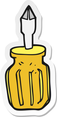 Bir insan tarafından çizilmiş karikatür tornavida etiketi.