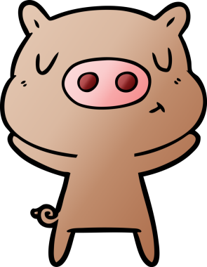 Bir insan tarafından çizilmiş çizgi film içerikli domuz.