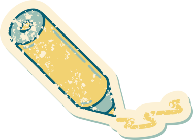 Bir insan tarafından çizilmiş renkli bir kalemin sembolik dövmeli resmi