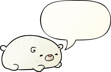 Bir insan tarafından çizilmiş tatlı kutup ayısı konuşma baloncuğu gibi yumuşak bir gradyan çizimi var.