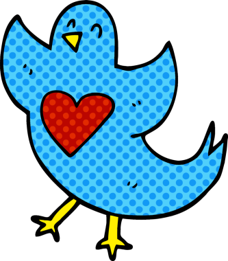 Bir insan tarafından çizilmiş kalbi olan karalama kuşu.