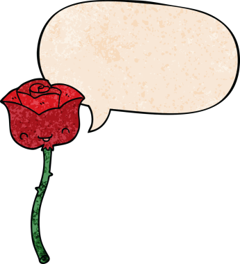 Bir insan tarafından çizilmiş, geçmişe dönük konuşma baloncuklu çizgi film gülleri.