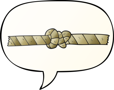 bir insan tarafından çizilmiş düzgün eğimli konuşma baloncuklu düğüm halat