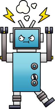 Bir insan tarafından çizilmiş bir robotun gölgelenmiş çizimi