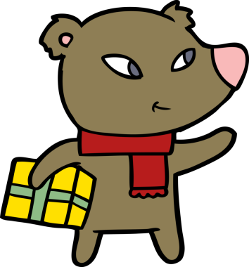 Bir insan tarafından çizilmiş şirin bir çizgi film Noel Ayısı.