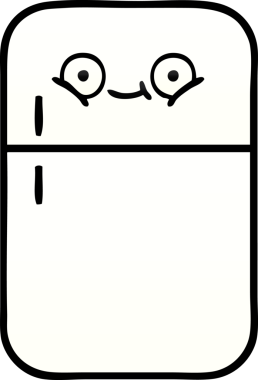 Bir insan tarafından çizilmiş bir buzdolabının gölgelenmiş karikatürü.