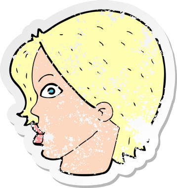 Bir insan tarafından çizilmiş karikatürün gerilimli retro yapıştırması.