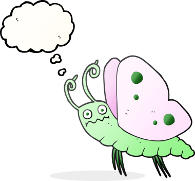 Bir insan tarafından çizilmiş serbest çizim balon karikatür komik kelebek