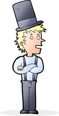 Bir insan tarafından çizilmiş silindir şapkalı bir adam.