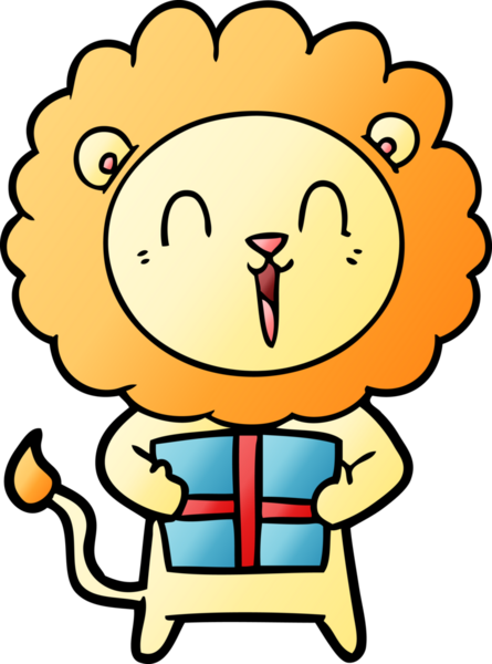 Bir insan tarafından çizilmiş gülen aslan karikatürü.