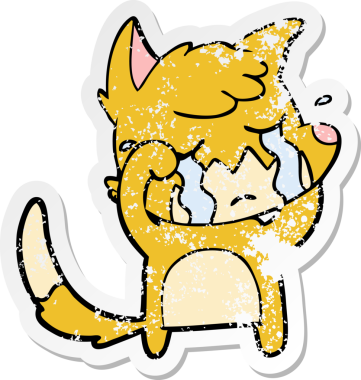 Bir insan tarafından çizilmiş ağlayan tilki çizgi filminin sıkıntılı çıkartması.