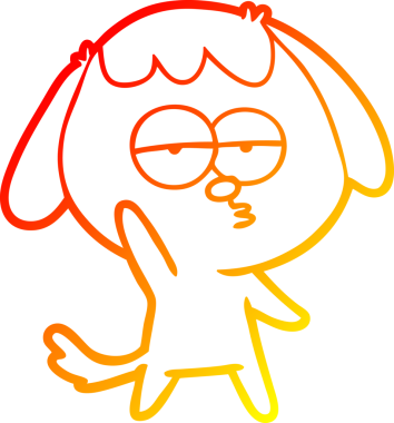 Bir insan tarafından çizilen ve sıkılmış bir köpeğin sıcak çizgi çizimi.