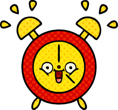 bir insan tarafından çizilmiş bir çalar saatin çizgi roman tarzı