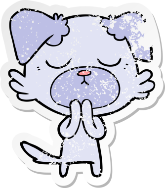 Bir insan tarafından çizilmiş şirin bir köpeğin sıkıntılı çıkartması.