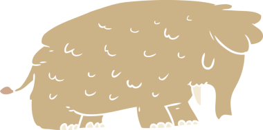 Bir insan tarafından çizilmiş düz renkli mamut.