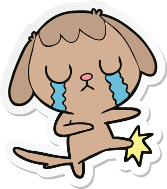 Bir insan tarafından çizilmiş şirin bir köpeğin çıkartması.