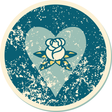 Bir insan tarafından çizilmiş kalp ve çiçeklerin sembolik depresif dövme şekli