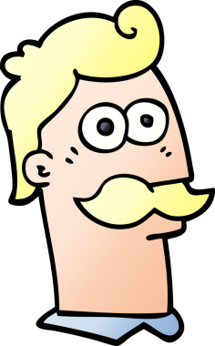 Bir insan tarafından çizilmiş bıyıklı karalama adamı.