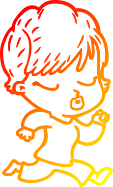 Bir insan tarafından çizilmiş gözleri olan çizgi film kadını çizimi.