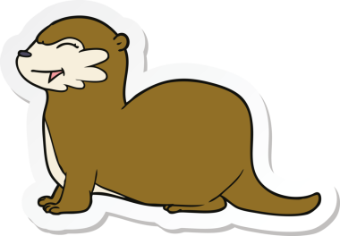 Bir insan tarafından çizilmiş gülen su samurunun çıkartması.