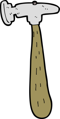 Bir insan tarafından çizilmiş karton çekiç.