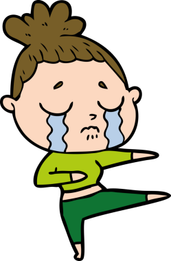 Bir insan tarafından çizilmiş ağlayan kadın çizgi filmi.