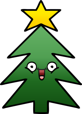 Bir insan tarafından çizilmiş bir noel ağacının gölgeli karikatürü.