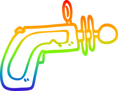 Bir insan tarafından çizilmiş karikatür ışın tabancasının çizimi