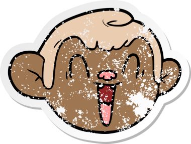 Bir insan tarafından çizilmiş karikatür maymun suratı.